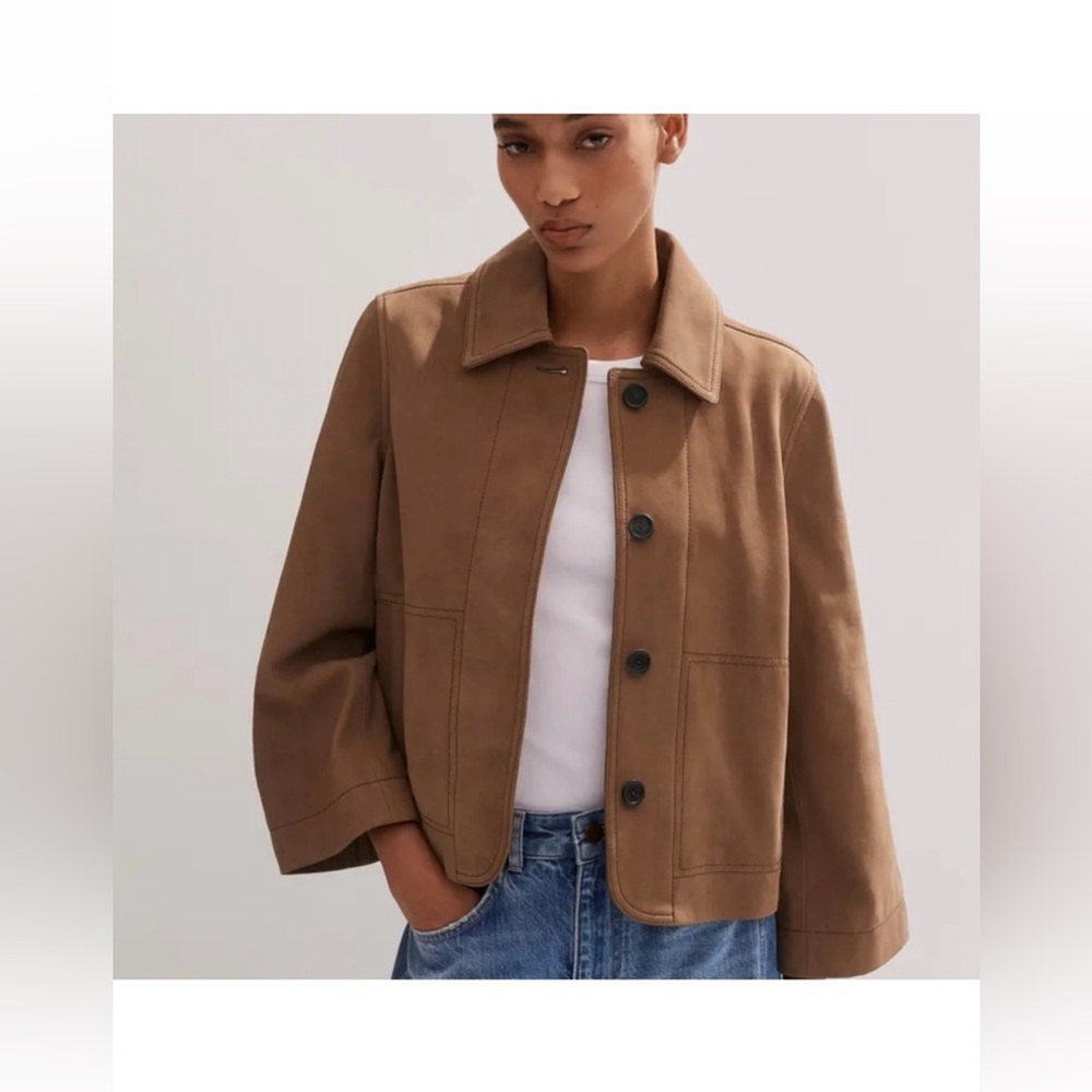 Brand New with Tags, ME+EM Brown Suede Leather Women’s Jacket, Size 4